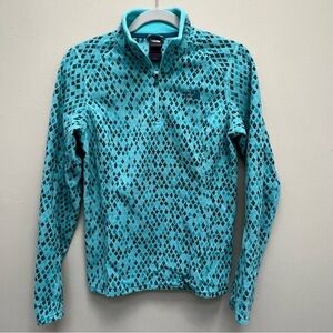 The North Face Glacier Geometric Print 1/4 Fleece Zip Pullover Mint Blue Size S